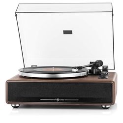 1 by ONE High Fidelity Belt Drive Turntable with Built-in Speakers, Vinyl Record Player with Magnetic Cartridge, Bluetooth Playback and Aux-in Functio