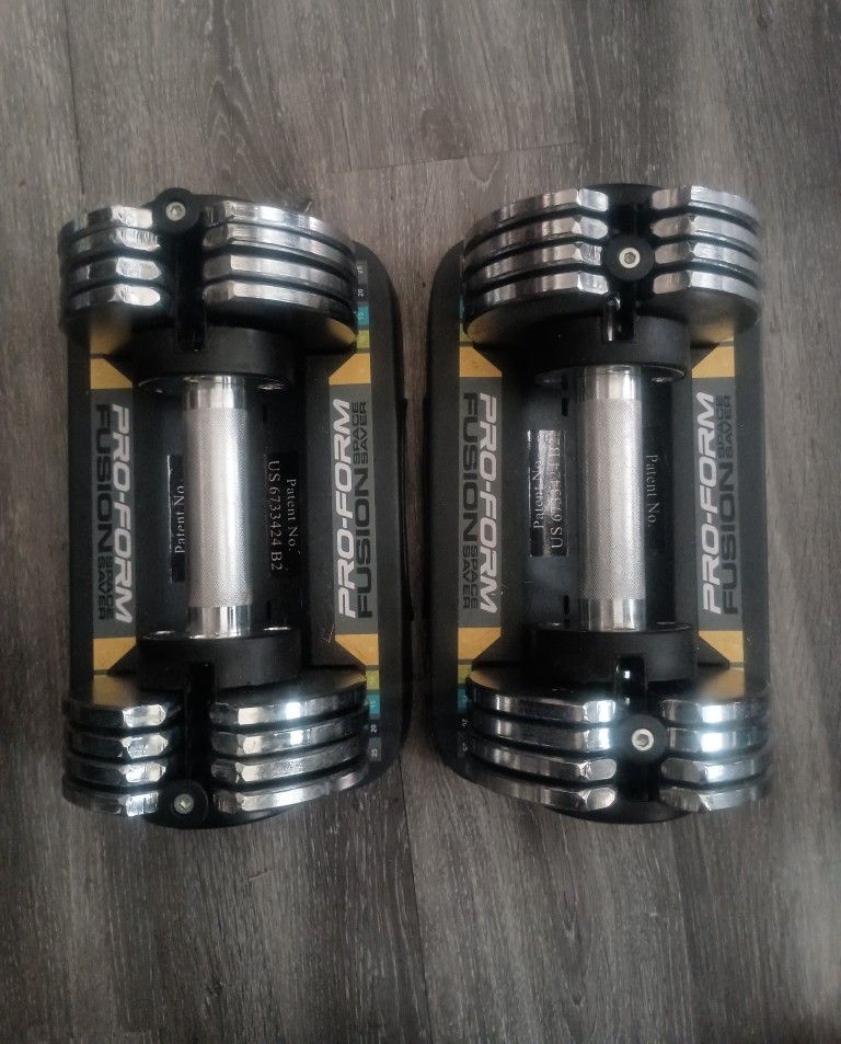 -TWO-  Adjustable 25lb Dumbbell Weights with Storage Tray
