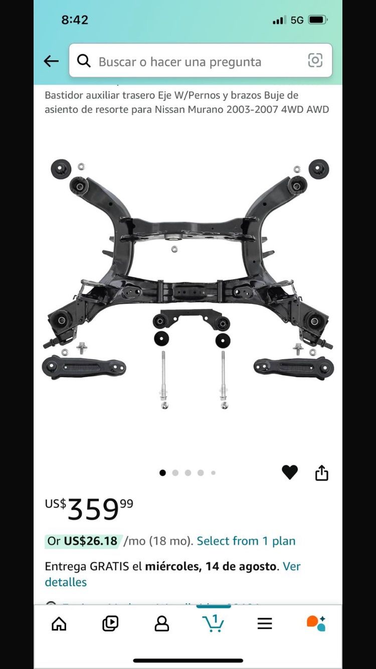 Bendo. Eje Trasero Nisan Murano 2007 Rear axle bent for Nissan Murano 2007