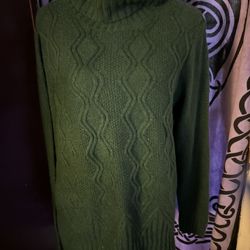 Forest Green Knit Turtleneck Sweater 