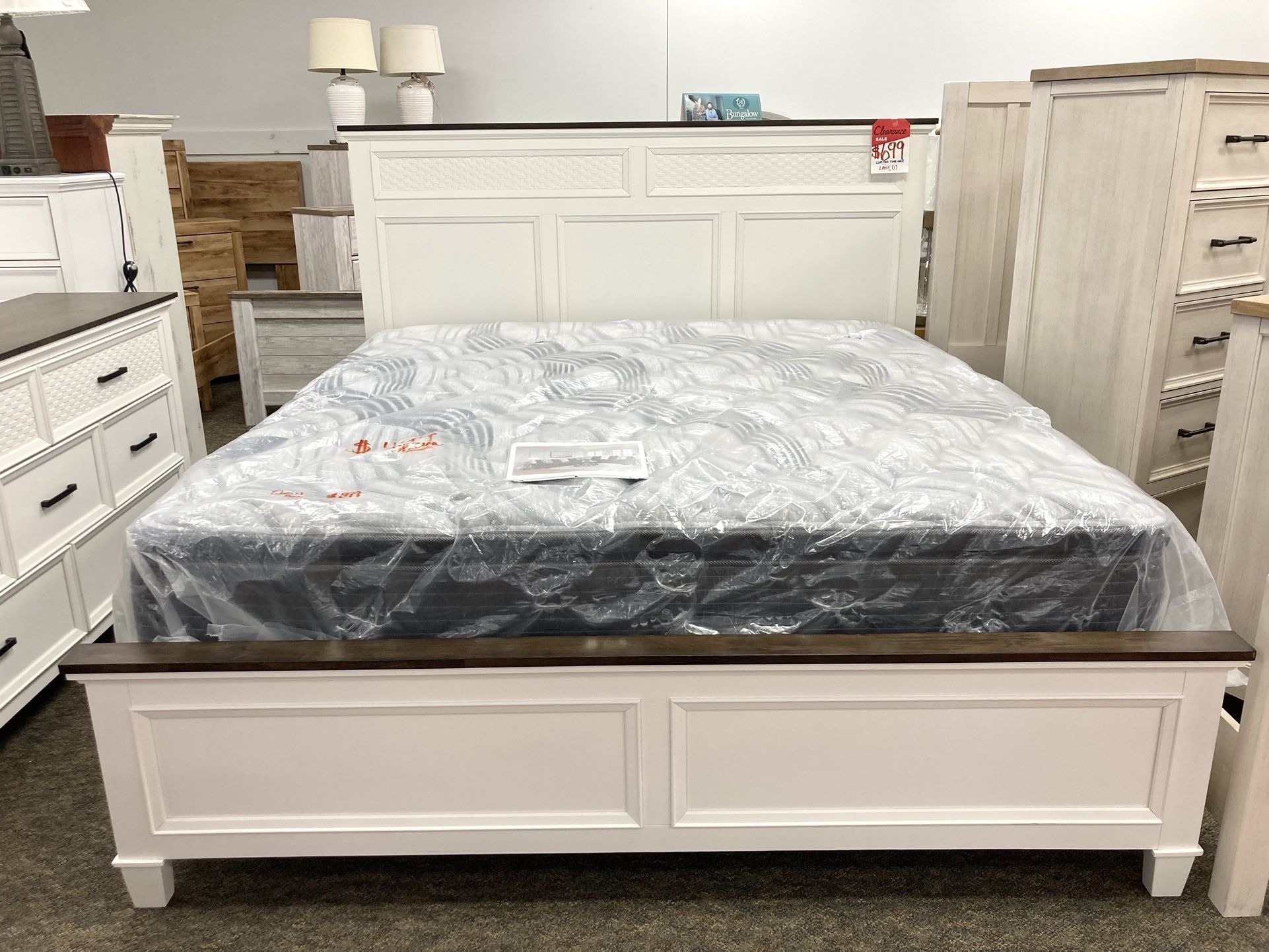 New King White Bed — CLEARANCE