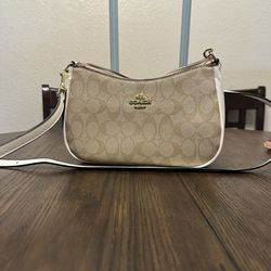 Purse - Coach White & Tan