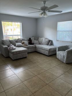 Grey couch sofa sectional