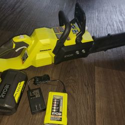 RYOBI40V Brushless 14 in. Cordless Battery Chainsaw with 4.0 Ah Battery and Charger