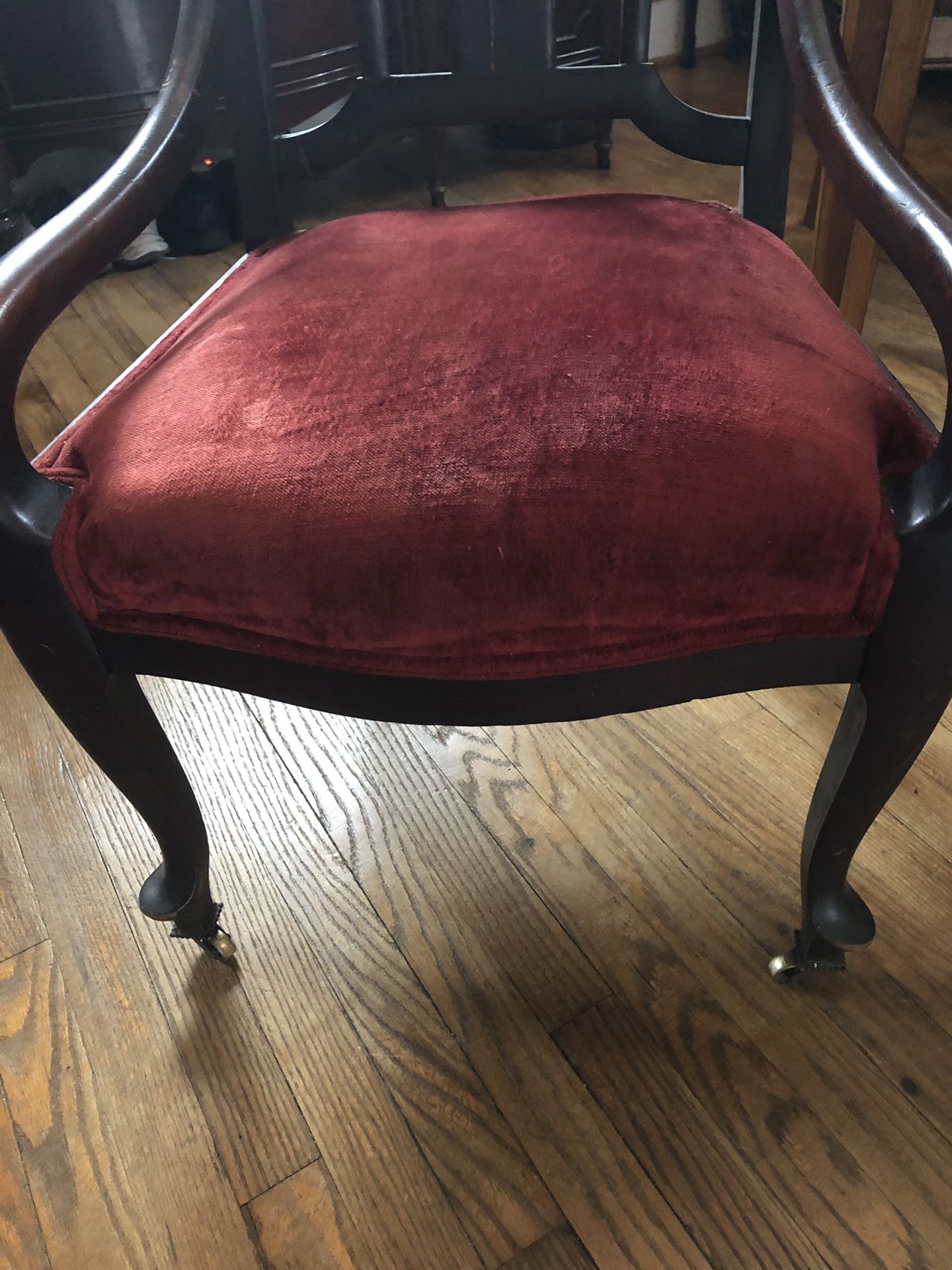 Antique chair on rollers