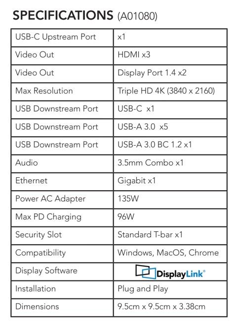 CODi A01080 Centro USB C Triple Display Docking Station