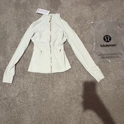 white and gold lululemon define jacket