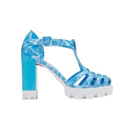 Christian Louboutin Women's Blue Meduzette Printed Red Sole Heeled Fisherman Sandals