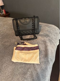 Tory Burch Fleming Small Tonal Convertible Black Shoulder Bag