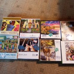 Lot Of 8 Jigsaw Puzzles 300pc