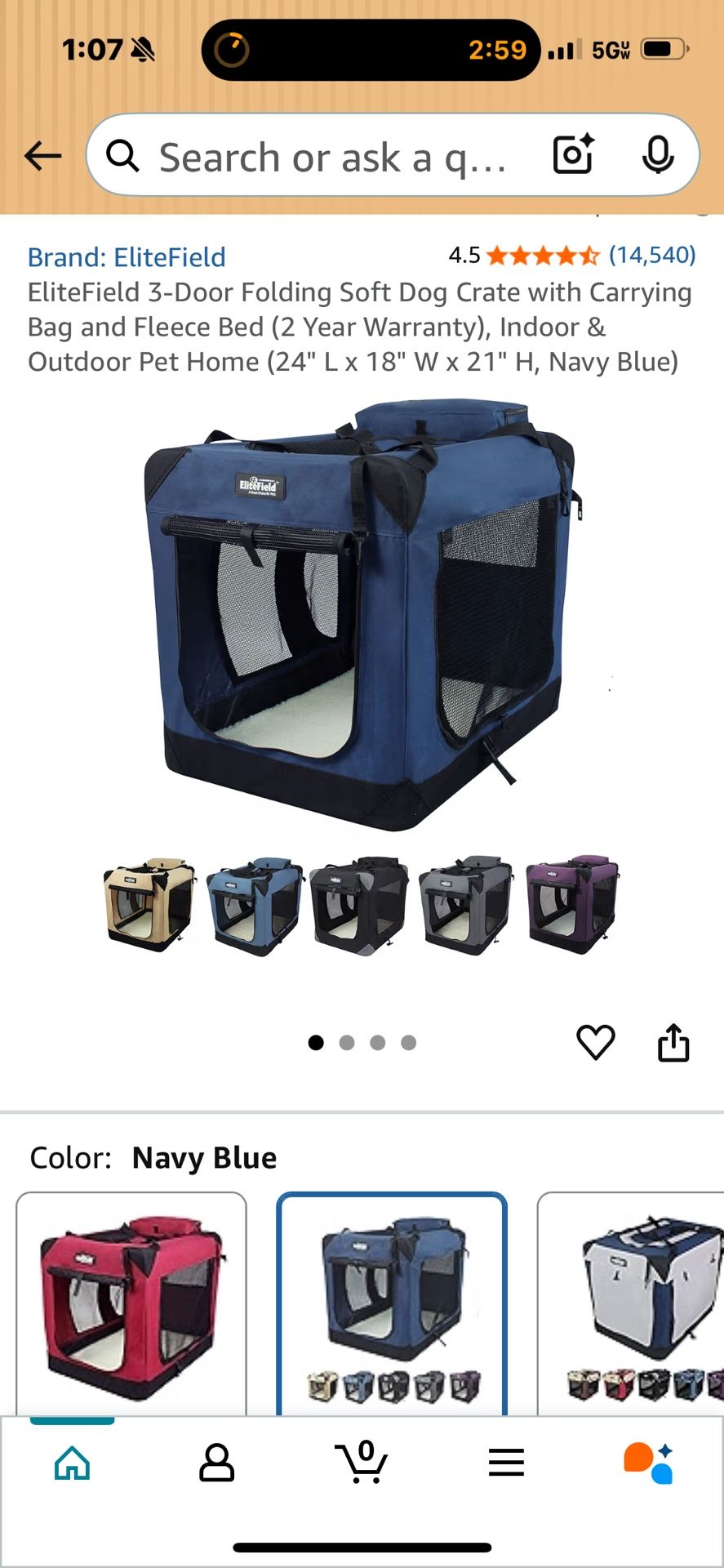 EliteField Soft Sided Crate