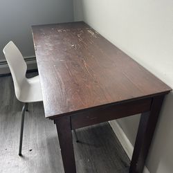 Wooden Desk w/ White Chair 