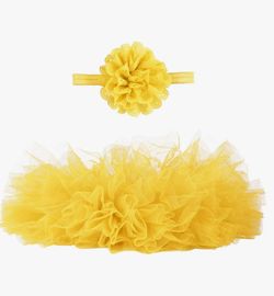 Yellow Tutu Skirt & Flower Headband Set for Baby Girls (0–12 Months)