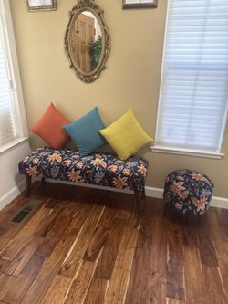 Entryway Bench + Storage Ottoman (Like New – With Receipt)