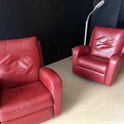  2 Red Recliner Chairs 