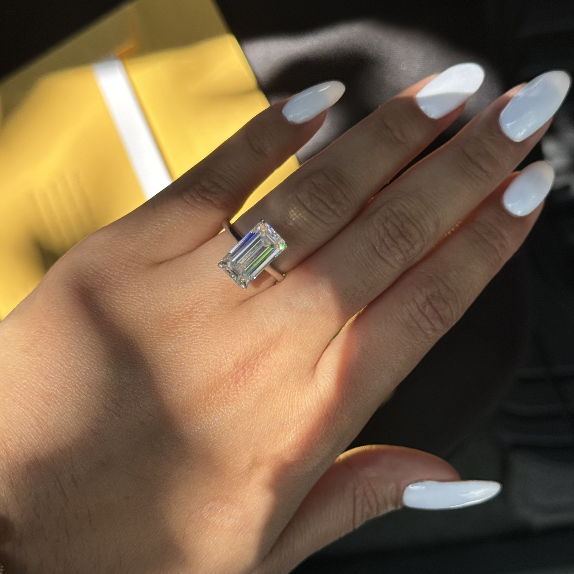 7ct big vvs1 D GRA Moissanite emerald cut promise ring size 6