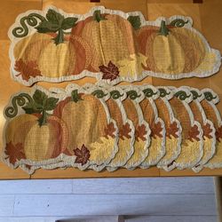 8 Fall Pumpkin Placemats And Table Runner