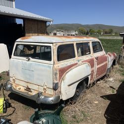 1952 Plymouth suburban two door wagon. All glass is good no rust on the body at all. Needs a floor pan. If you need more information, give n, give me.