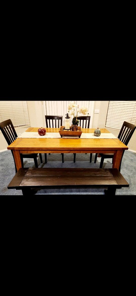 Dining Table With Chairs & Bench