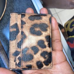 Saint Laurent Leopard Printed Lamb Skin Card Case