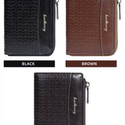 Men PU Leather Wallet Bifold Credit Card ID Holder Zipper Around Purse (Available Colors: Black, Dark Coffee,  Brown)