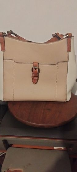 St John's Bay Cream and Tan Leather Shoulder Bag