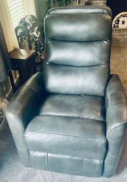 Modern 1 yr old Recliner Gray Leather mix swivel rocker