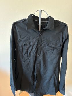 Structure Black Button-Down Long Sleeve Shirt