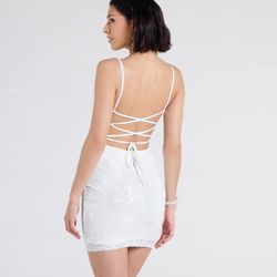 Sequin Lace Up - Mini Dress