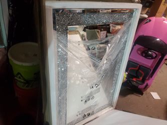 Diamond accent large silver mirror