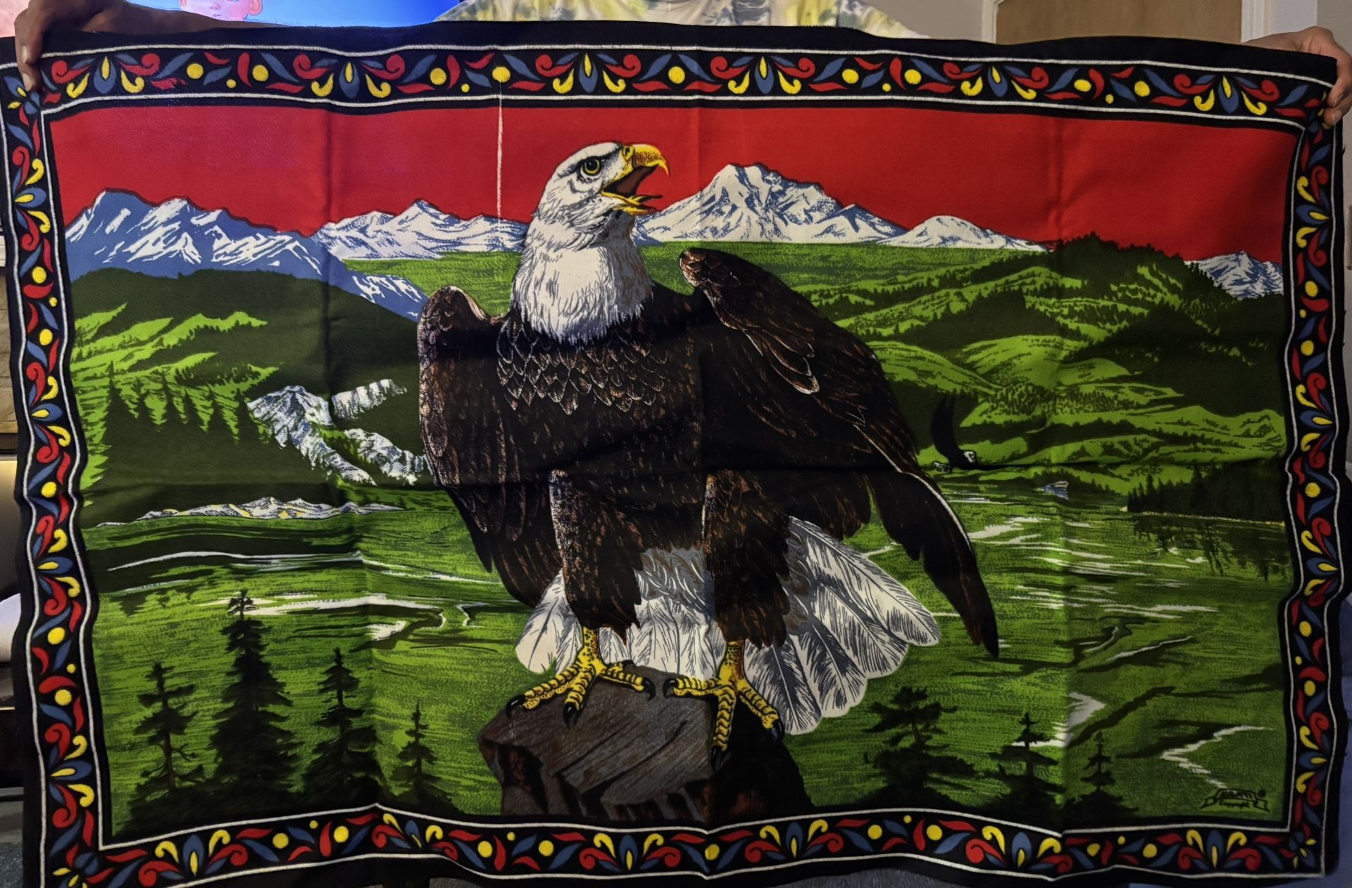 Bald eagle With Scenery Tapestry Art