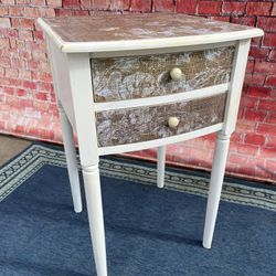 Side Table Nightstand With Drawers Unique Vintage Look 