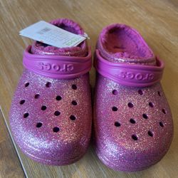 New Girls Classic Lined Glitter Crocs 