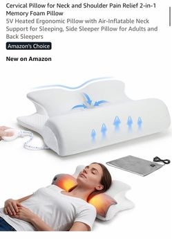 Brand new :  5V Heated Ergonomic Pillow with Air-Inflatable