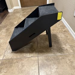 Foldable Wooden Carpeted Cat & Dog Stairs, Brown, Large