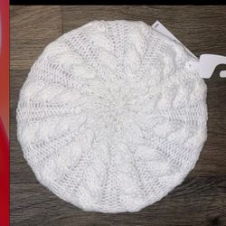 Michael Kors Cable Knit Beret Beanie Hat Cream yle