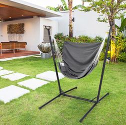 Hammock Chair with Stand 6-Position gray Fabric Hammock chair with Stand