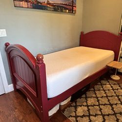 Twin Wooden Bed Frame + Mattress