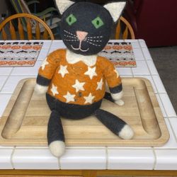 Unique Felt Stuffed Cat Bought Years Ago In Monterey
