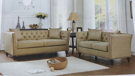 Tufted tan and classy SOFA and Loveseat!