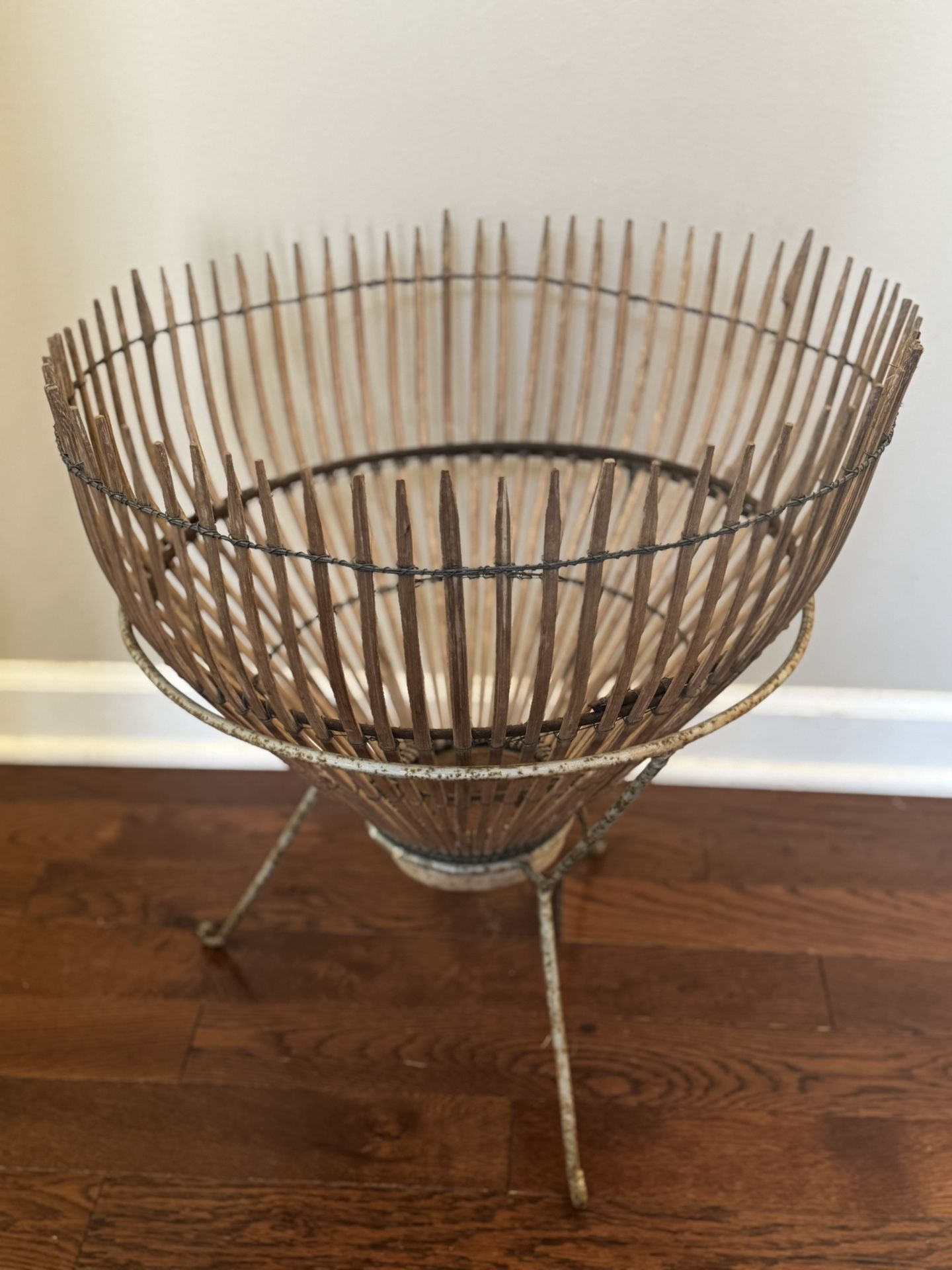 Vintage In Style of Franco Albini "Fish Trap" with Iron Base