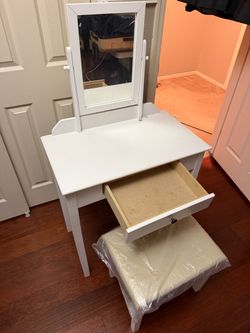 Makeup Vanity with padded Stool