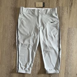 Nike Vapor Select 2 Men's High Piped Baseball Pants FZ1375-012 Size M Gray Black  
