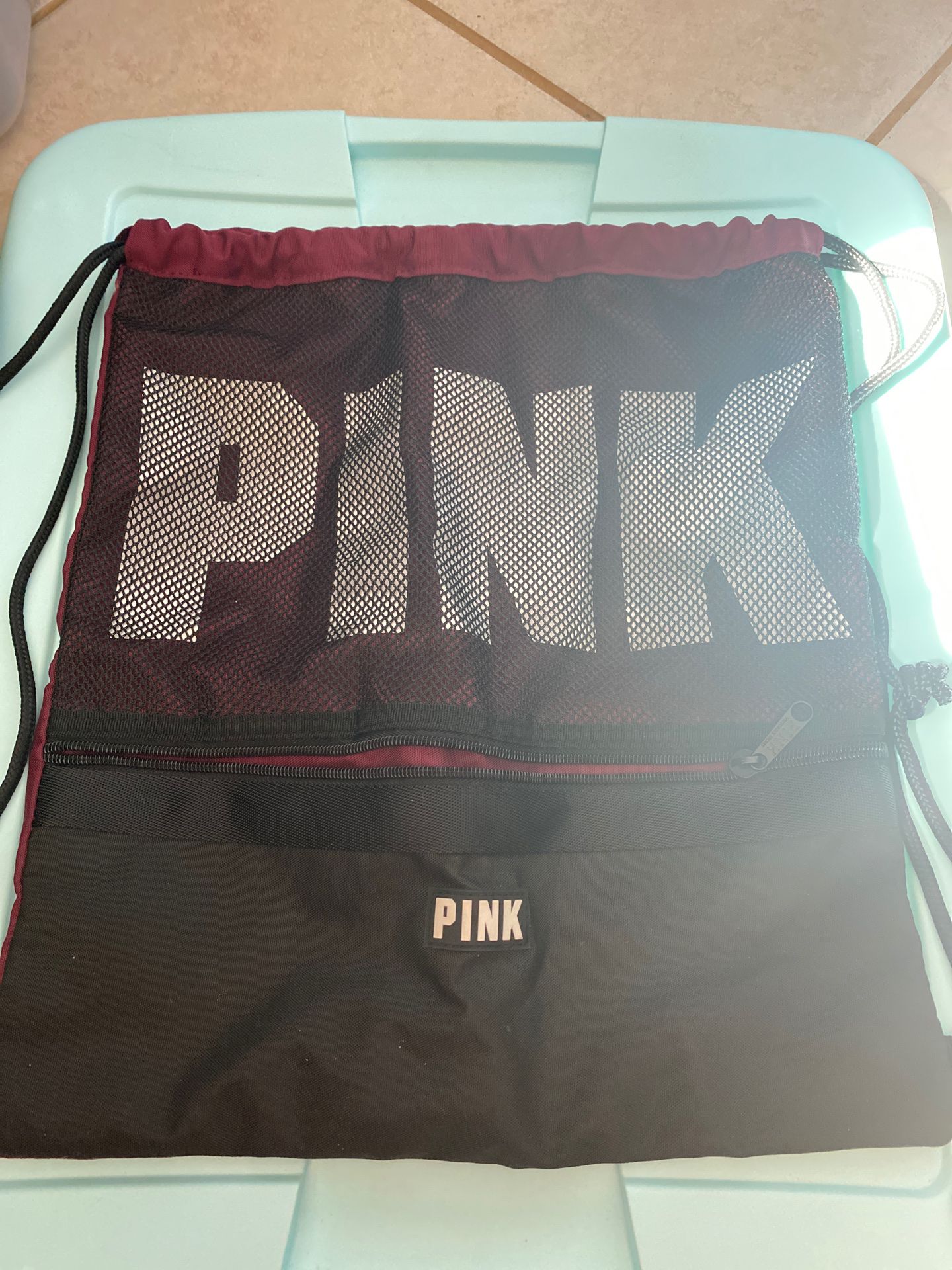 Pink drawstring backpack