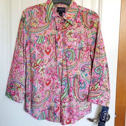 CHAPS 100% Cotton blouse Small New!
