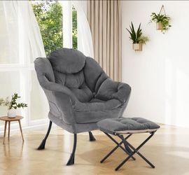 Lazy Chair with Ottoman - dark grey