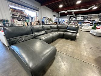 Leather power reclining sectional couch