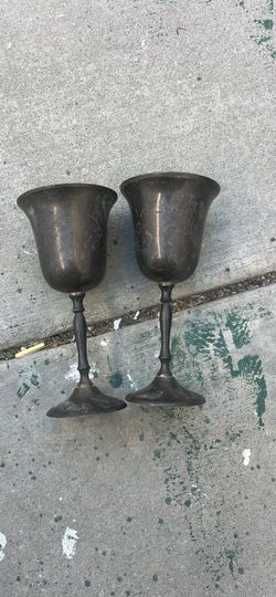 Pair of Vintage Metal Goblets