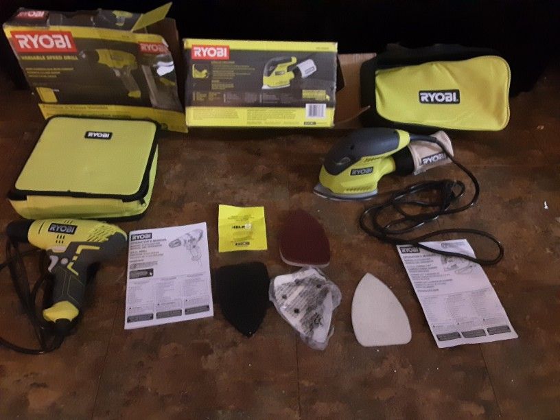 A+ New RYOBI 3/8 Variable Speed Drill With BAG D43K And (Corner