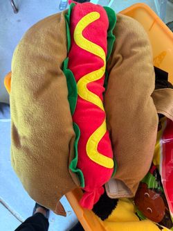 Hot dog and bumble bee dog costumes